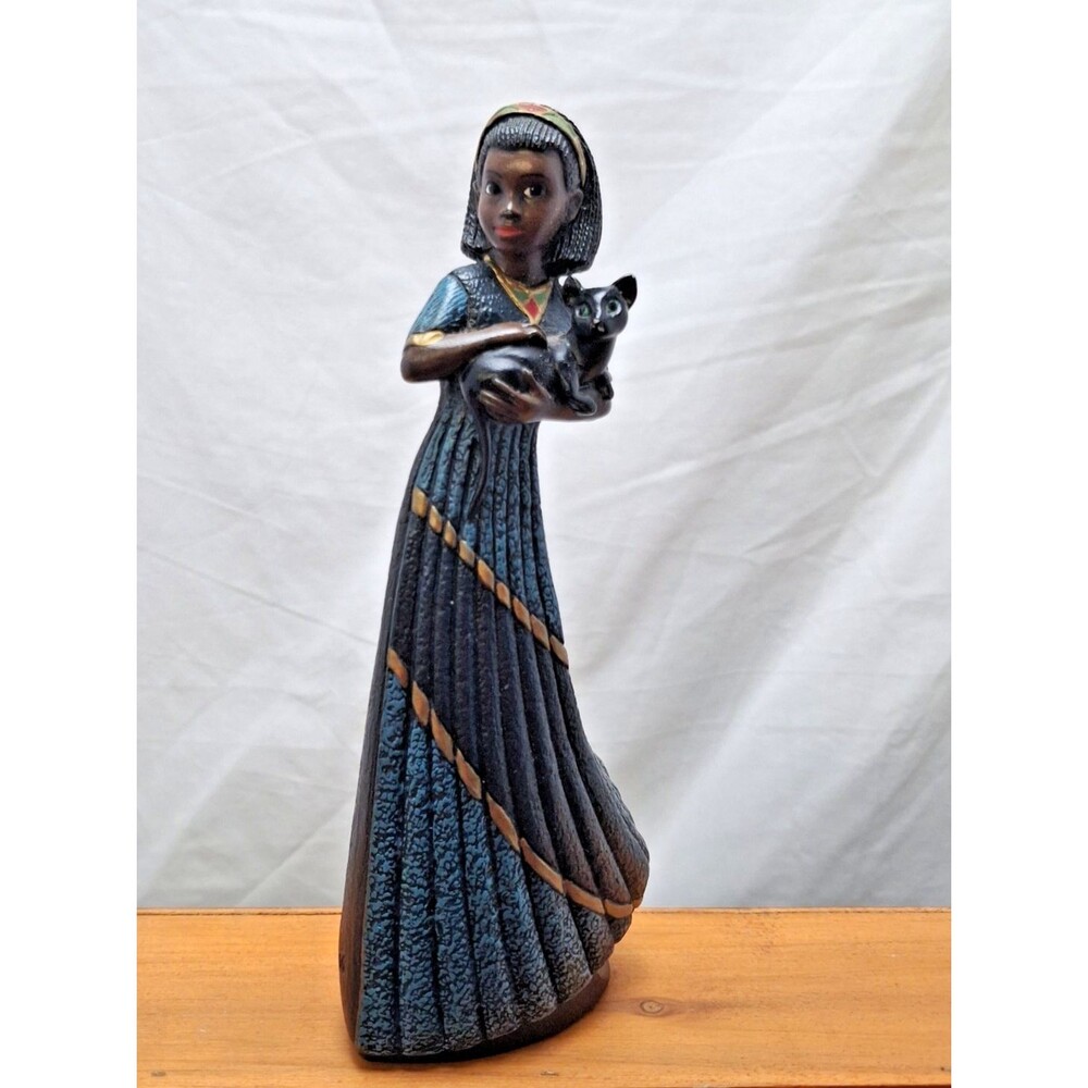 Enesco Mahogany Princess Figurine "The Gift" 1996 Parastone Girl with Cat